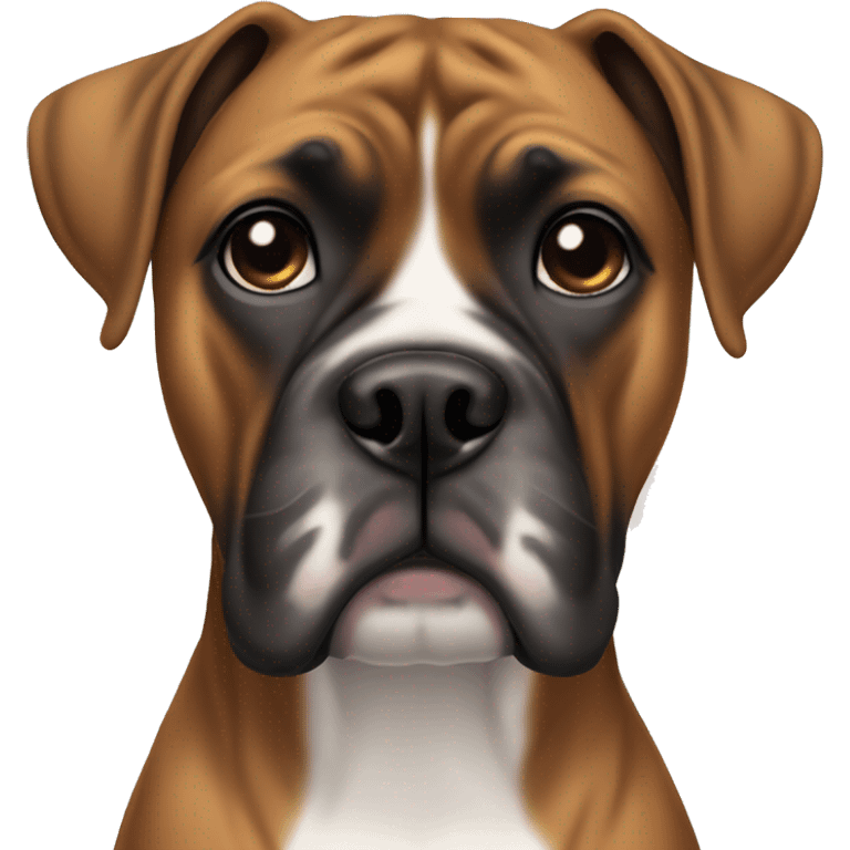 Boxer dog with brindle fur waits at the end of the rainbow bridge emoji