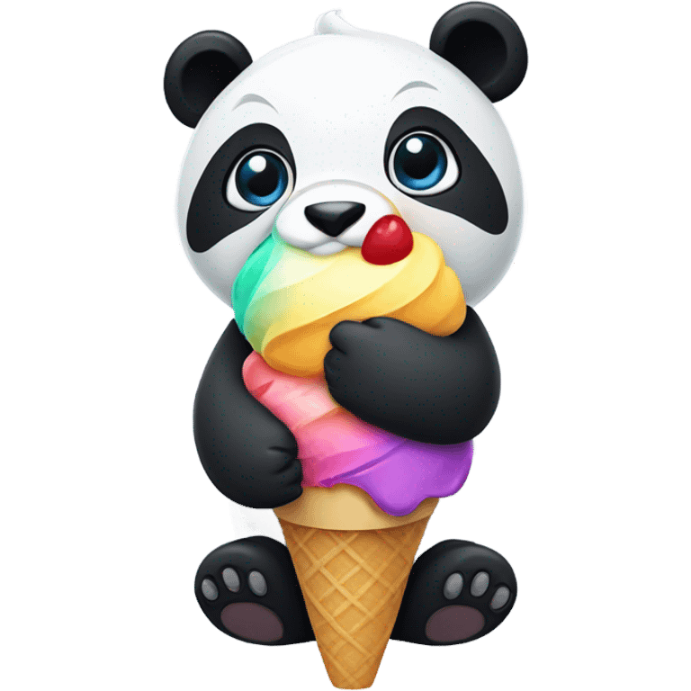 Panda eating ice cream emoji