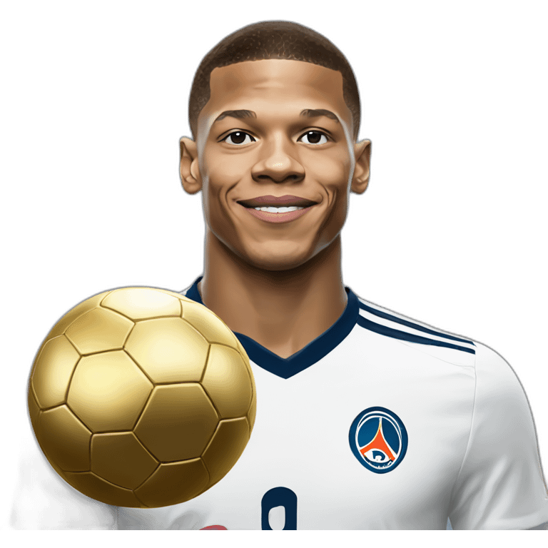 Kylian Mbappé with the golden ball emoji