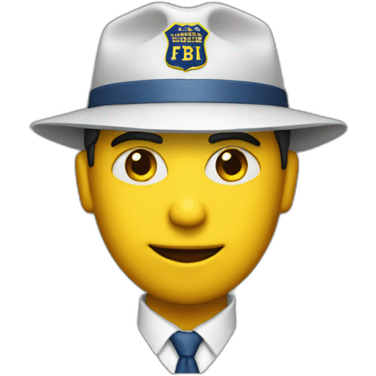 man with yellow "FBI" letters on his cap emoji