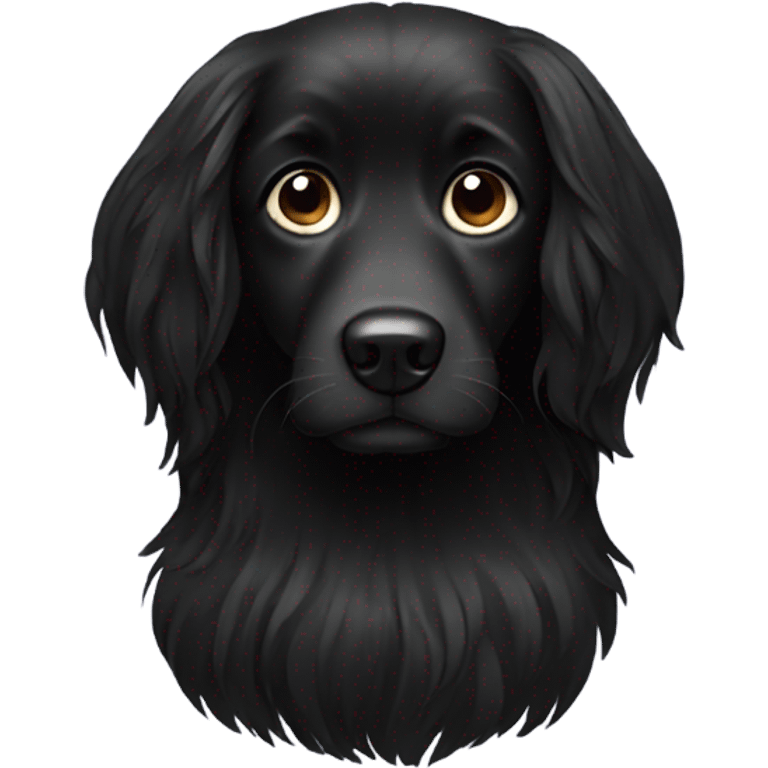 Black dog long hair emoji