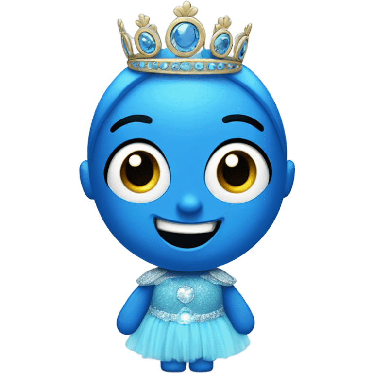 Blue mnm charachter with a tutu and tiara emoji