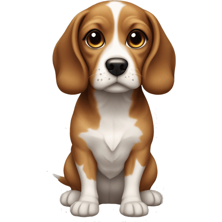 beagle cocker spaniel cross dog with light and dark brown splotches on its body emoji