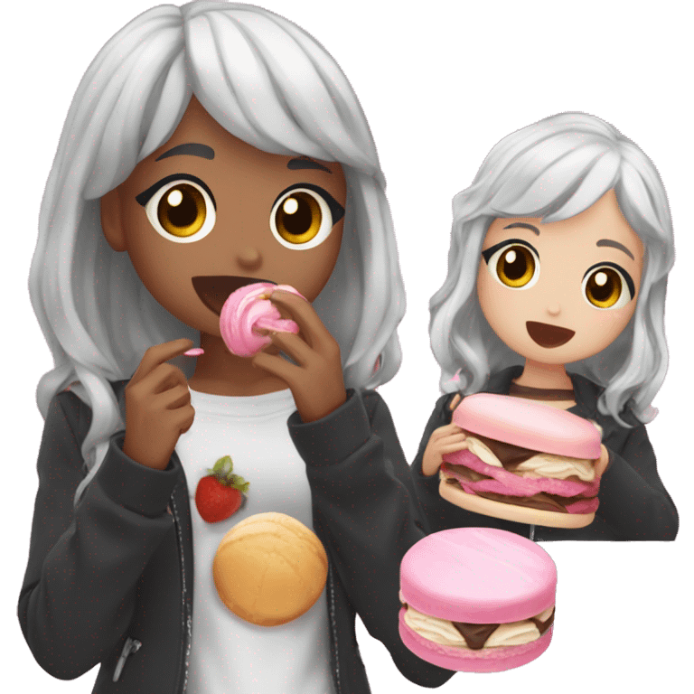 Gacha life girls eating macrons emoji