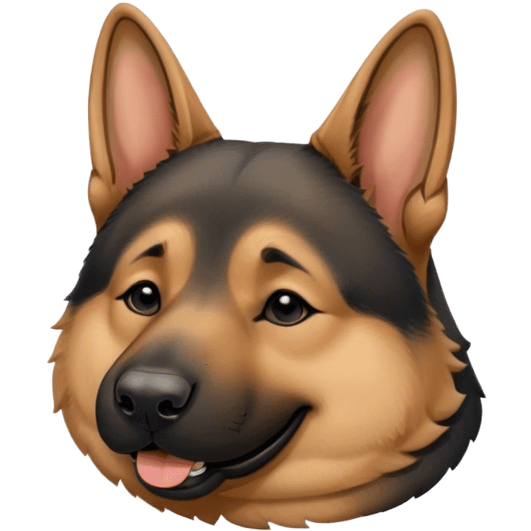 Cinematic Meme-Worthy Chubby Sleeping German Shepherd Portrait Emoji, Head resting peacefully with a blissful smile, showcasing a delightfully chubby build and a luxuriously thick tan and black coat, eyes shut in a serene nap, Simplified yet hilariously endearing features, highly detailed, glowing with a soft, drowsy light, high shine, relaxed and utterly lovable, stylized with an air of playful laziness, bright and heartwarming, soft glowing outline, capturing the essence of a comically sleepy guardian, so meme-worthy it feels like it could instantly become the next viral sensation of adorable slumber! emoji