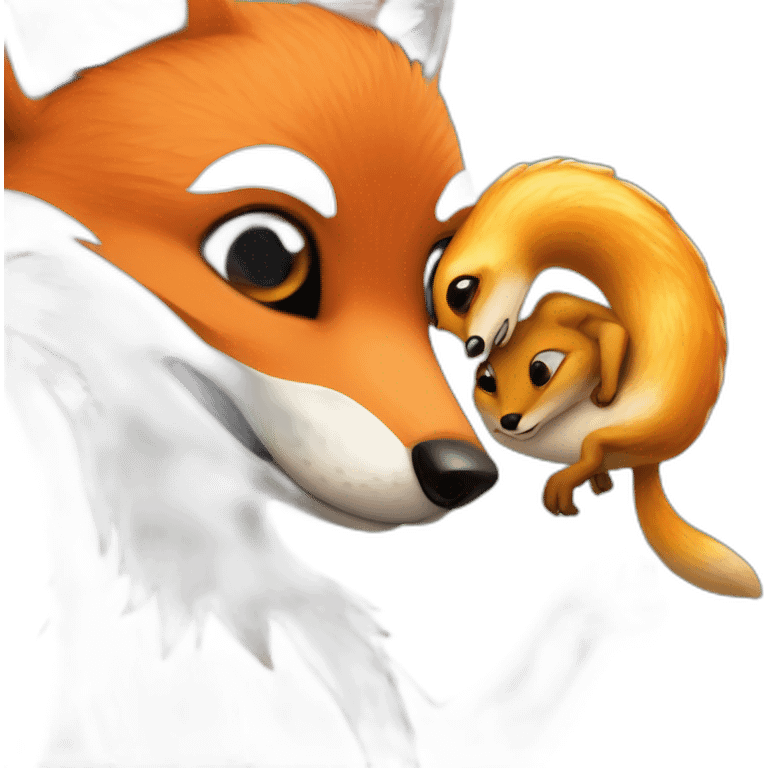 Fox and slug kissing emoji