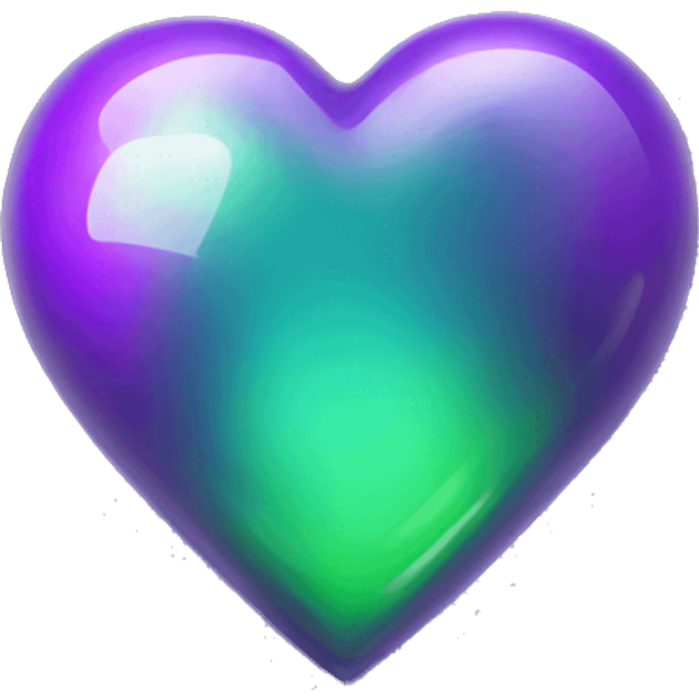 Purple green shiny glass heart  emoji