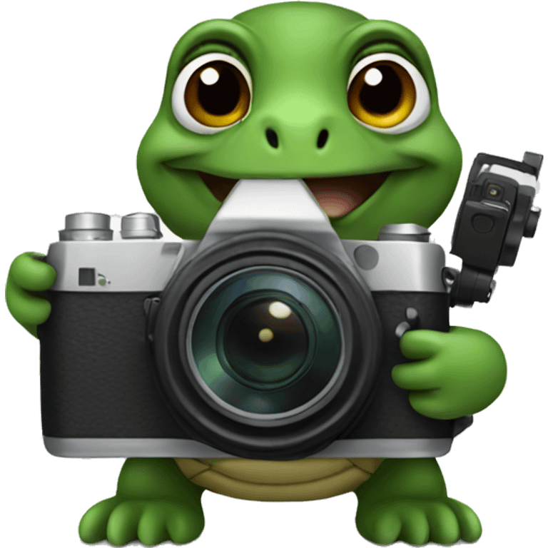 Turtle holding a camera  emoji