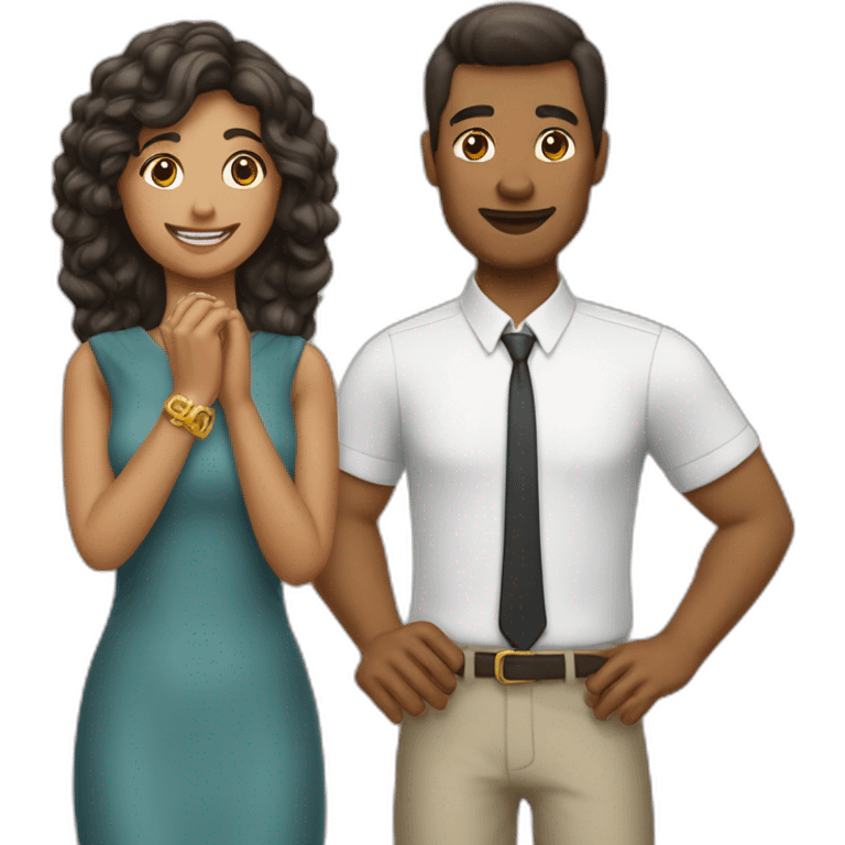 UN HOMME QUI MET UNE BAGUE DANS LE DOIGT ET UNE FEMME emoji