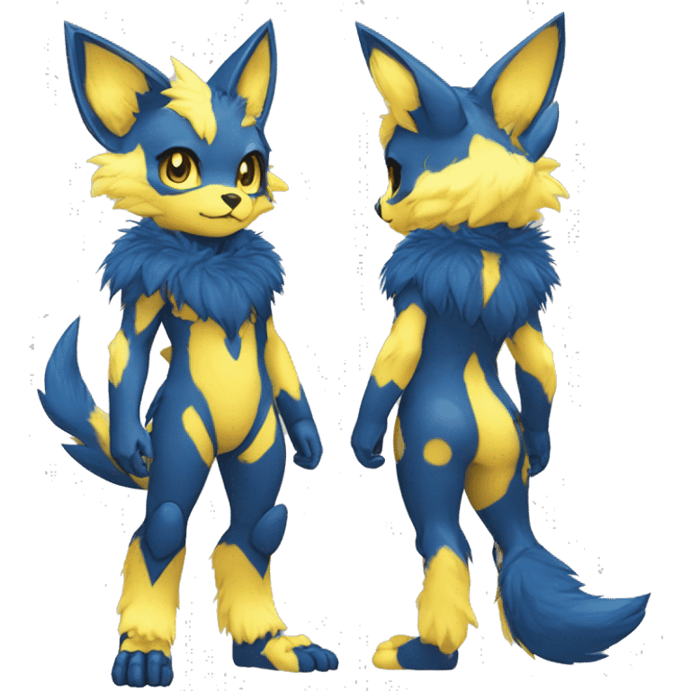 Anthro-Edgy-Cool-Blue-Yellow-Contrast-Colors-Fantasy-Fur-Sona-Chibi-Shiny-Fakémon-Hybrid full body emoji