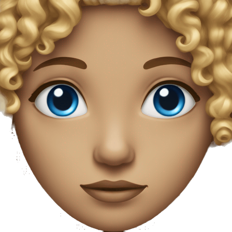 Curly woman blue eye emoji