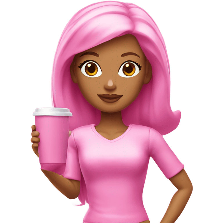 Pink Barbie coffee mug emoji