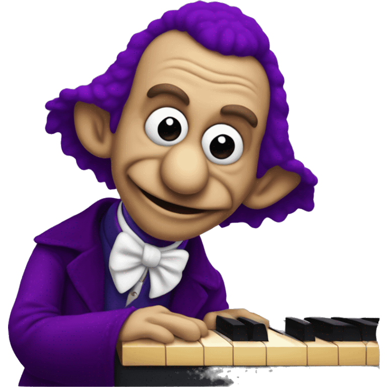 Sesame Street purple Count von count playing piano, iOS emoji stye art emoji