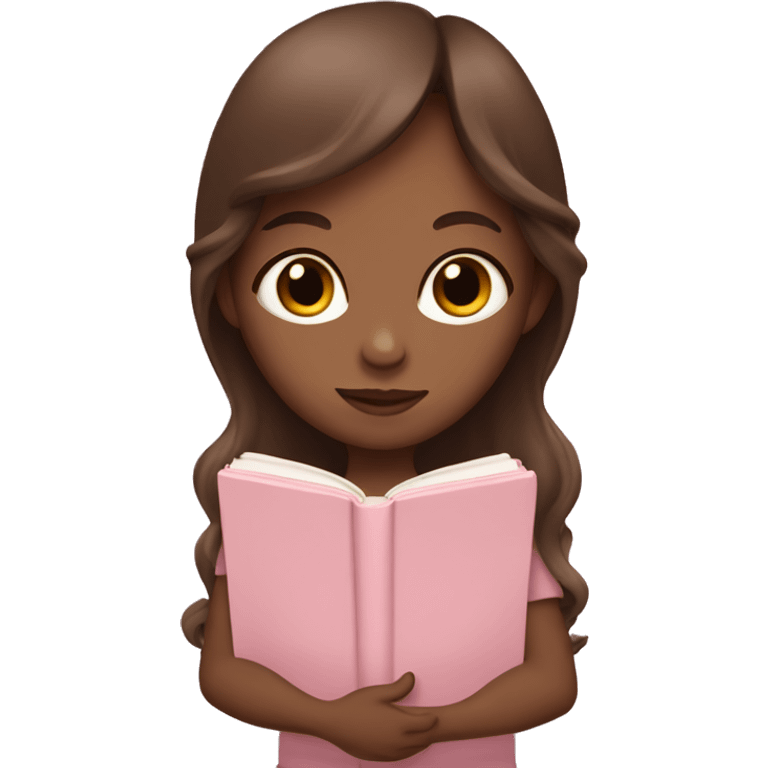 girl with fair skin and long brown hair holding a closed baby pink book emoji