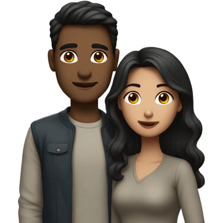 Dark hair couple emoji