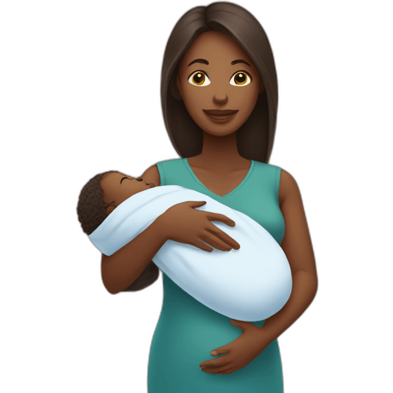 African Mom holding newborn baby emoji