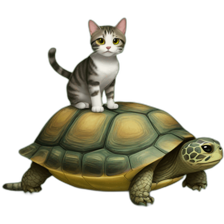 Cat on turtle emoji