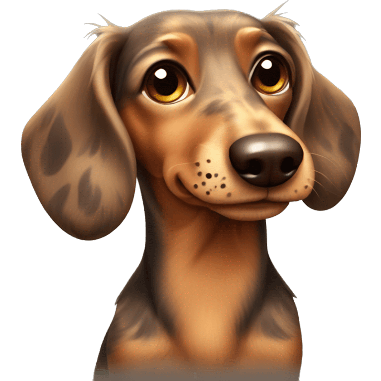 sad rough haired dachshund with brown spots emoji