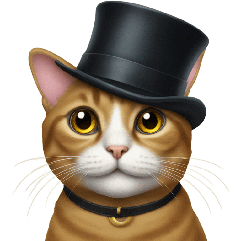 Cat with eye monocle and top hat  emoji