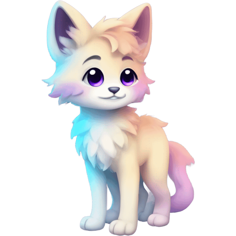 Adorable innocent cute gradient-Sparkle-nebula-fursona furry, full body emoji