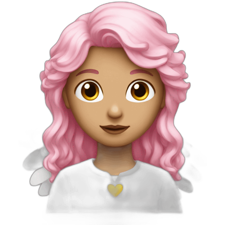 angel with pink long hair and wings emoji