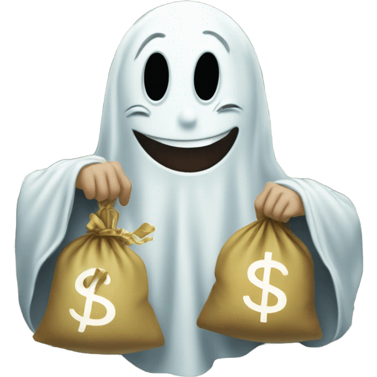 A ghost with a lot of money emoji