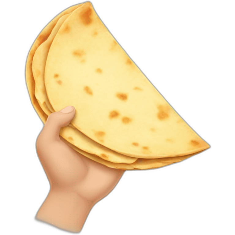 A hand holding a whole tortilla. emoji