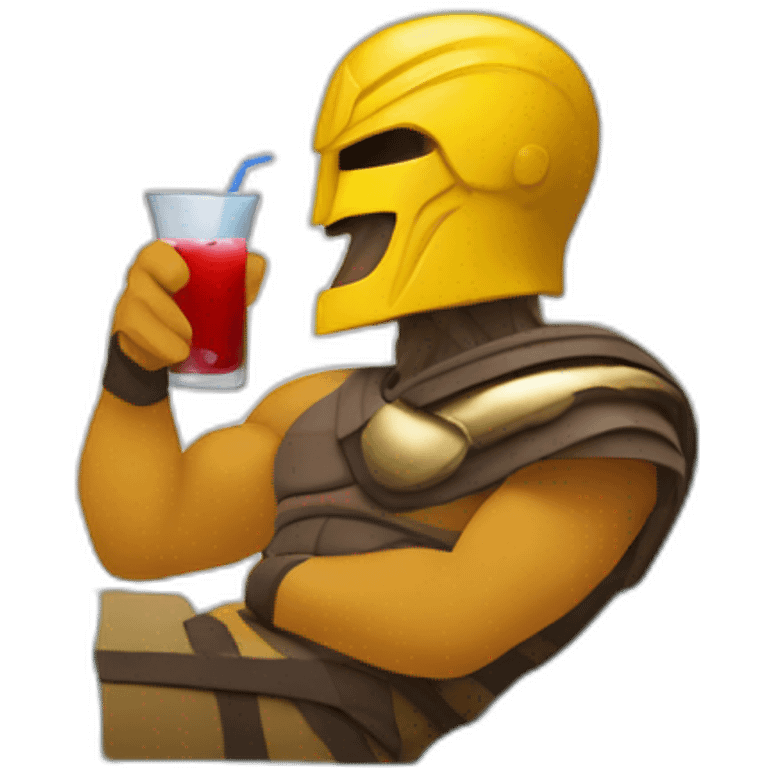 A  spartan Leonidas drinking a relaxed coktail on a sofa emoji