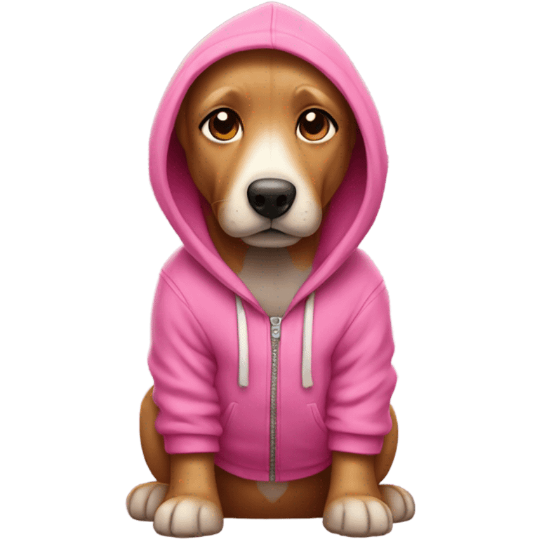 Pink Dog wearing a hoodie emoji