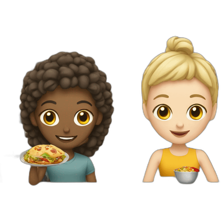 two white people and a food court emoji