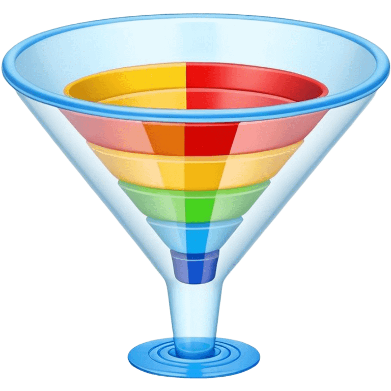 a sales funnel with three different colors emoji