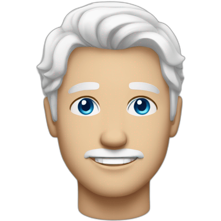 White handsome man in age 28 with white hair and blue eyes emoji