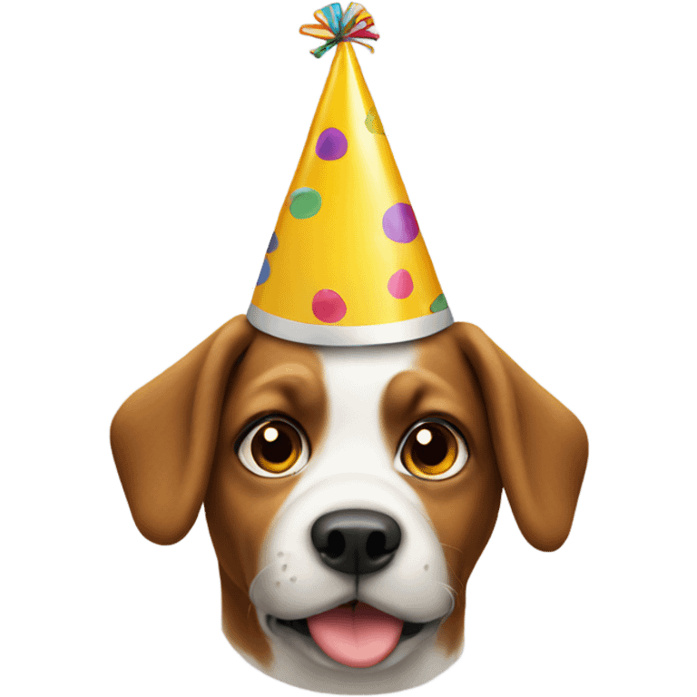 Dog wearing party hat emoji