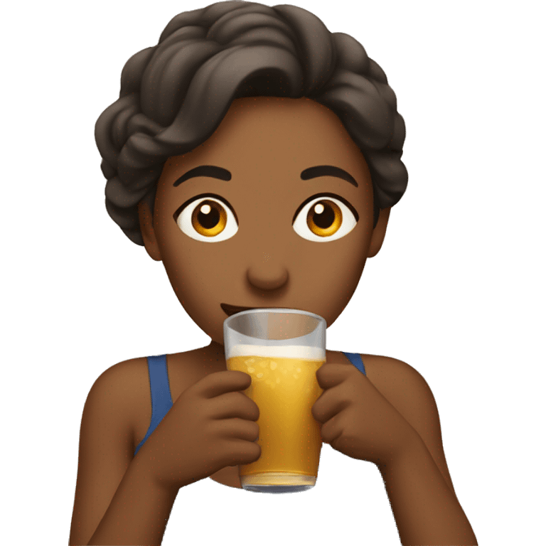 brown woman drinking  emoji