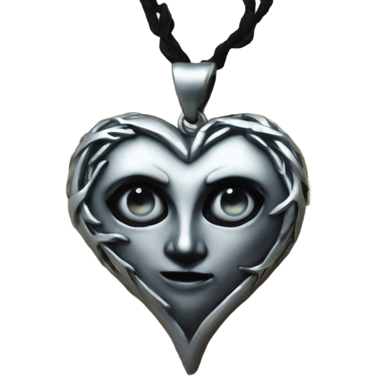 silver gothic heart necklace emoji