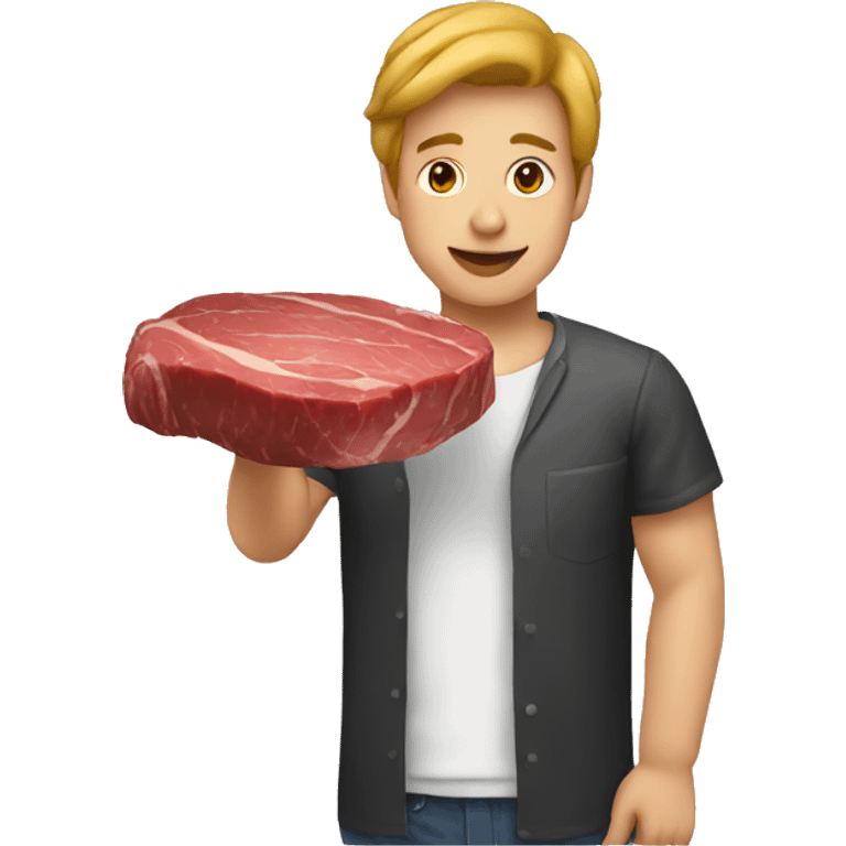 person holding a steak emoji