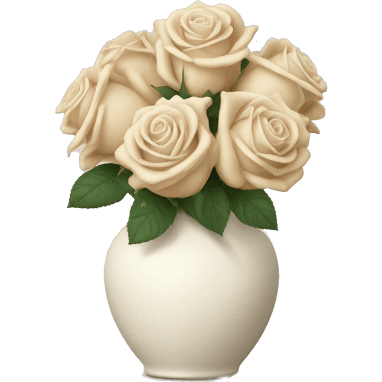 Beige roses in a white vase emoji