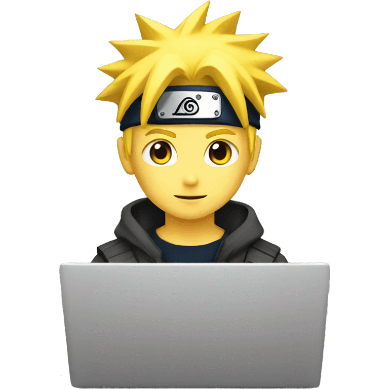 yellow hair naruto coding with laptop emoji