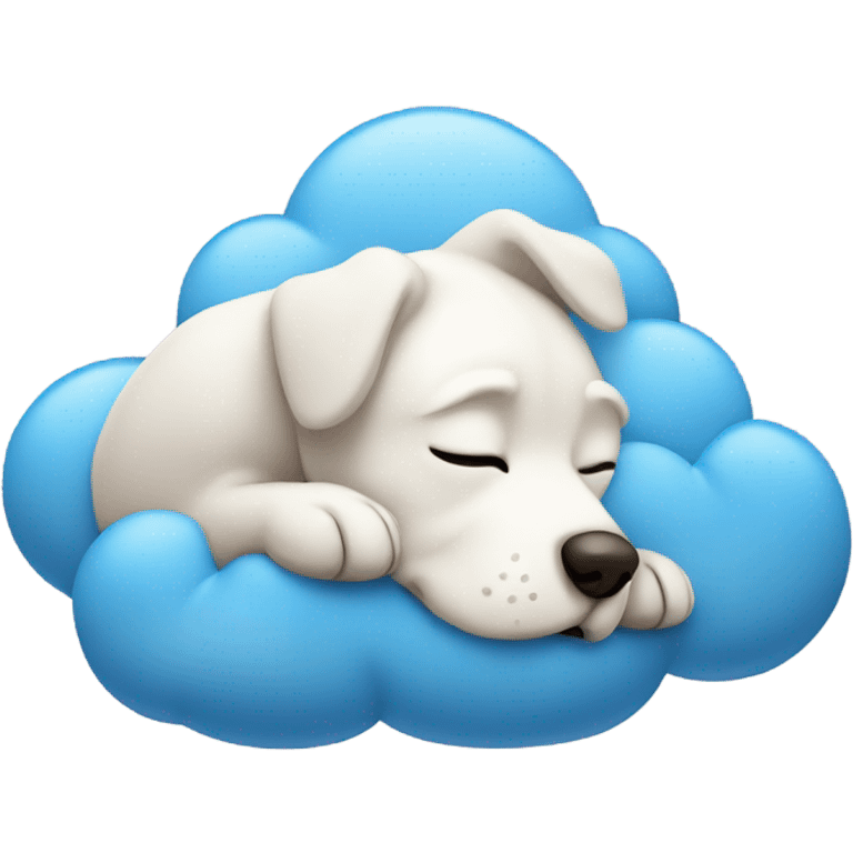 A dog laying down dreaming with dream cloud emoji