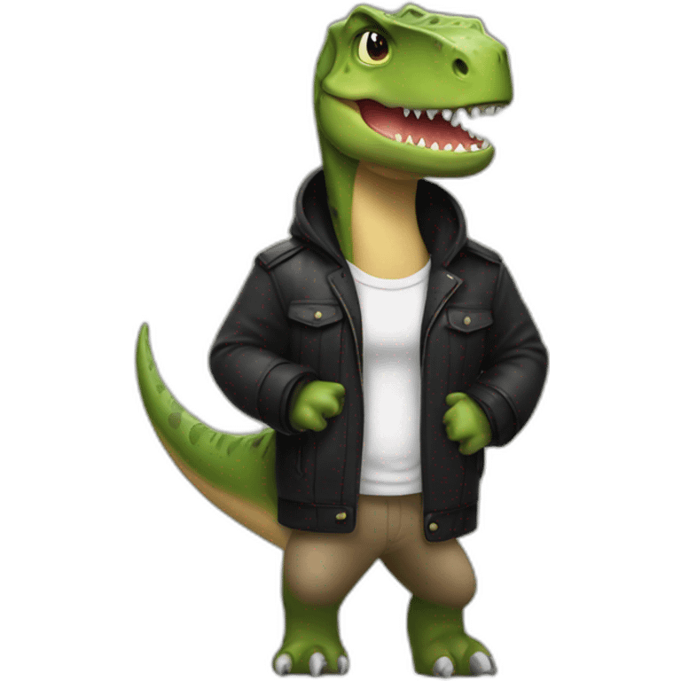 Dinossaur wearning a black jacket emoji