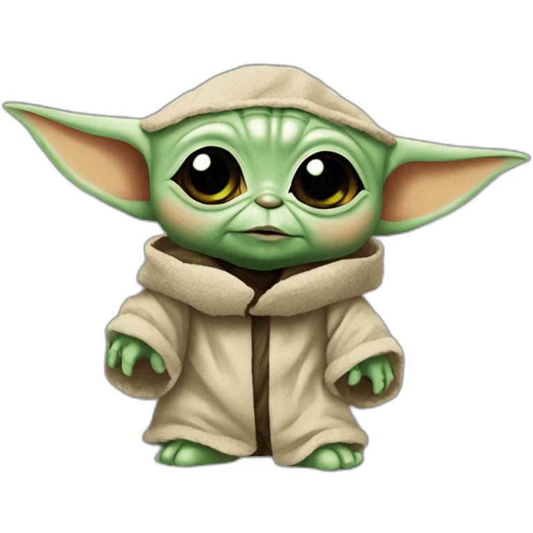 baby yoda in kiss costume emoji