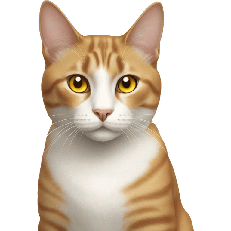 White and brown cat with yellow eyes emoji