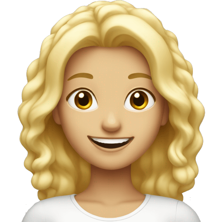 blonde girl with beautiful smile emoji