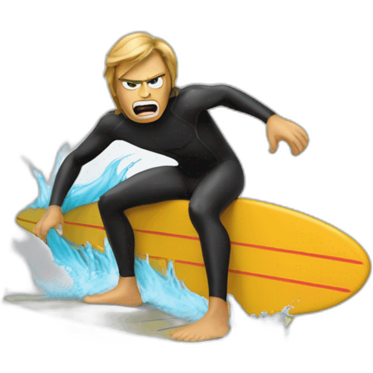 angry surfer in a wetsuit on a surfboard emoji