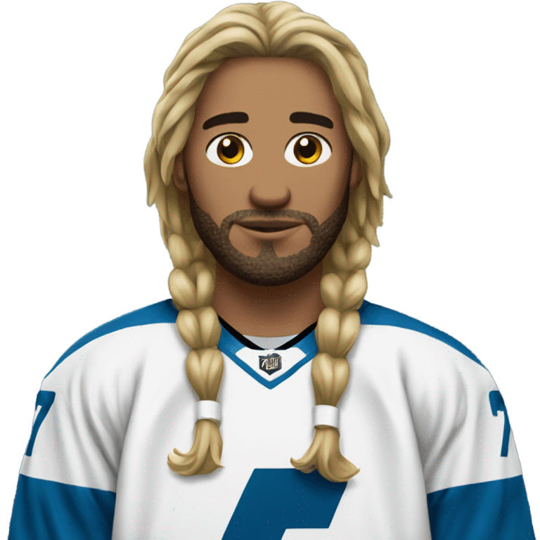 Hockey player long hair number 7 jersey emoji