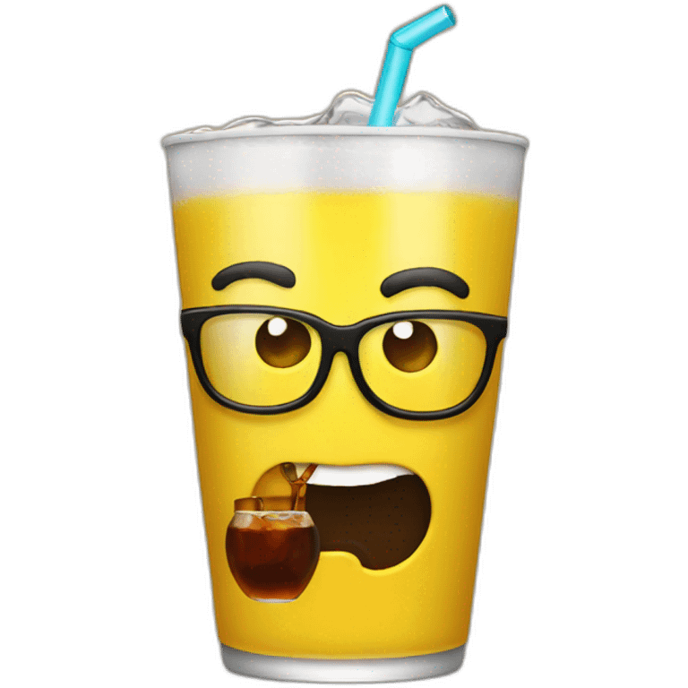 yellow geek emoji drinking cola emoji