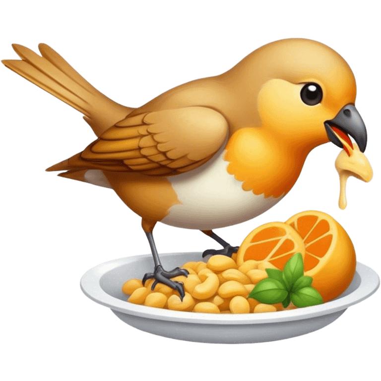 Bird eating food emoji