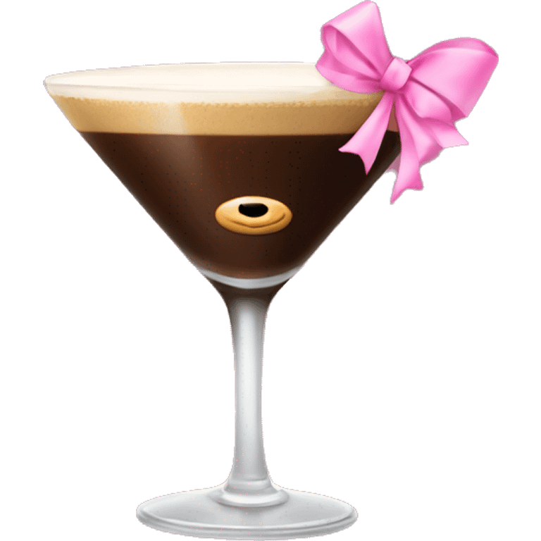 Espresso martini with pink bow under emoji