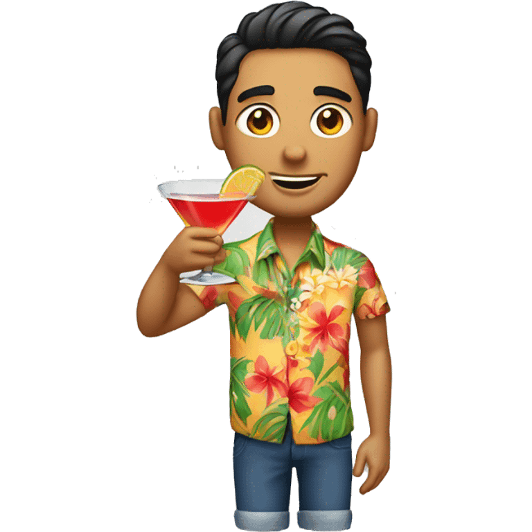 guy in a Hawaiian shirt holding a cocktail emoji