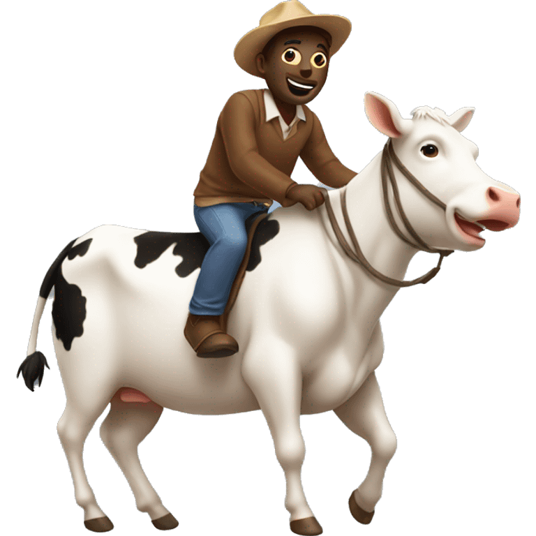 Human riding a cow emoji